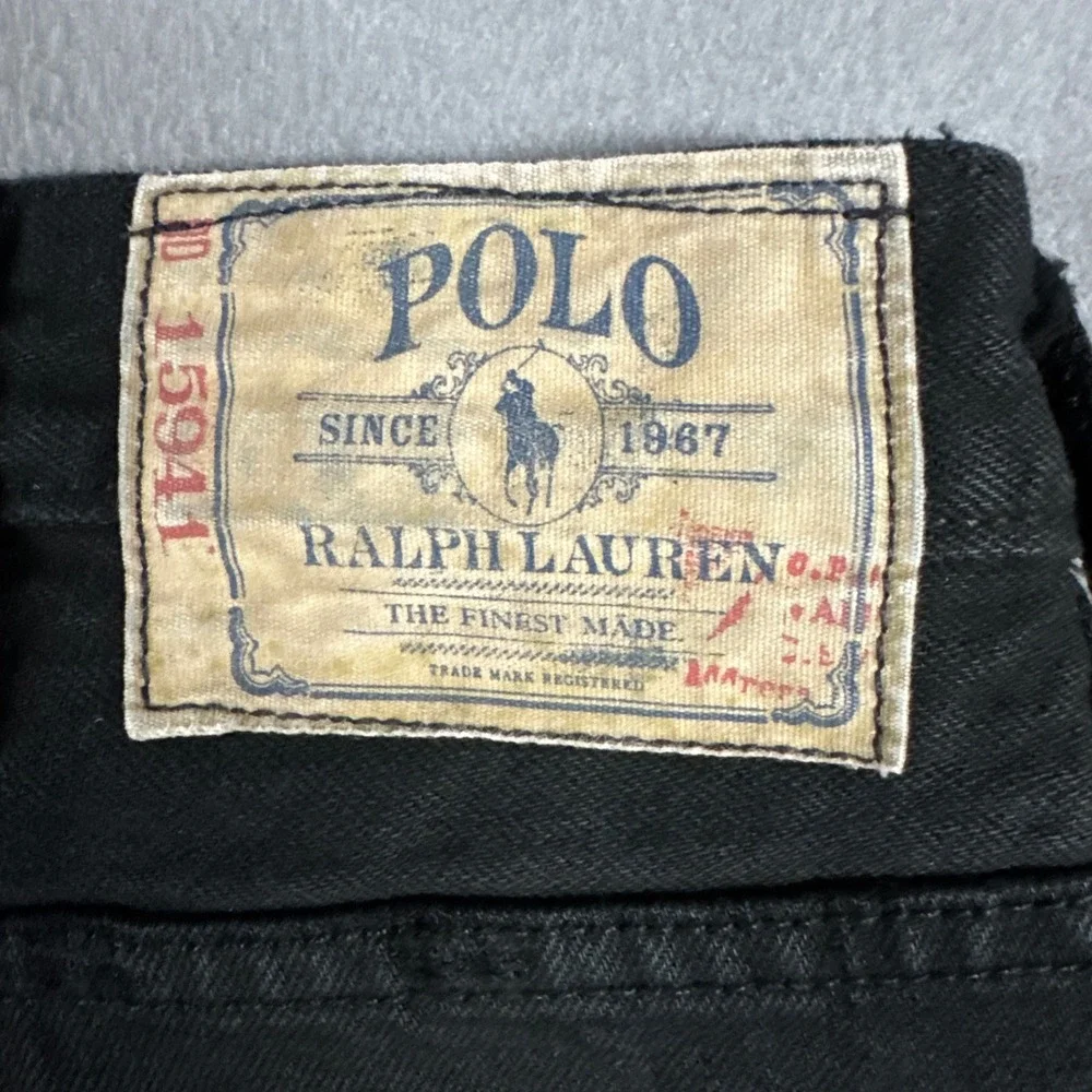 Polo Ralph Lauren Jeans Mens 42x32 Black Vintage 67 Hudson Straight Leg Denim